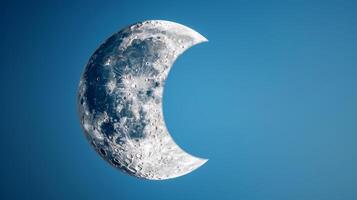 Crescent Moon In Blue Sky With Space For Text. photo