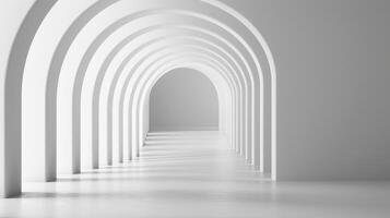Minimalist White Arches Abstract Interior Design Background. photo