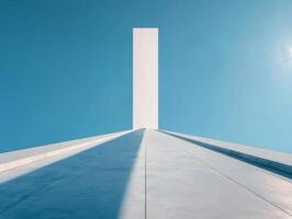 Abstract Minimalist Architecture with White Wall and Blue Sky. photo