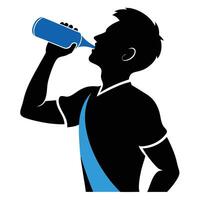 silhouette a man drinking water isolated on white background vector