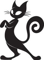 Playful Cartoon Cat with Curled Tail vector