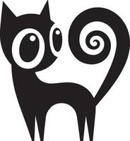 Sitting Cartoon Cat with Curled Tail vector