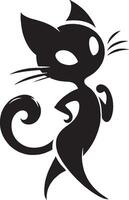 Curled Tail Cartoon Cat with Paws Up vector