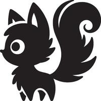 Cartoon Cat with Curled Tail and Big Ears vector