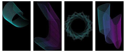 Abstract Gradient Poster Background Set. A minimalist cover template with a bright perspective of a collection of geometric shapes. Perfect design for social media, cover, banner, flyer vector