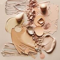 Beauty product and cosmetics texture, makeup products as abstract luxury cosmetic background photo