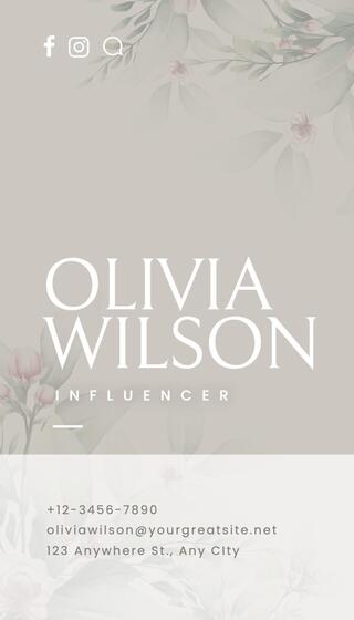 Grey Minimalist Influencer Business Card