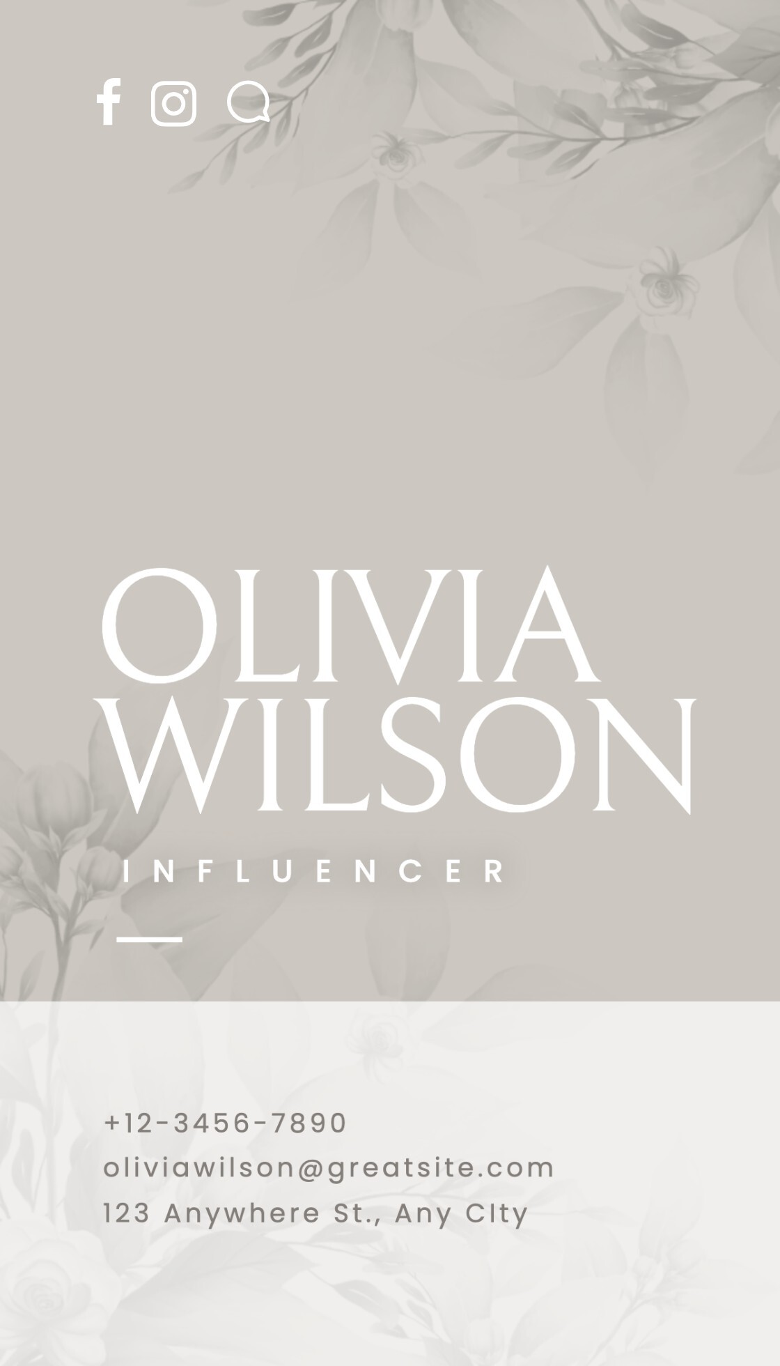 Grey Minimalist Influencer Business Card