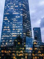 Windows of skyscrapers in the financial city center in Europe photo