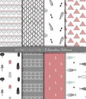 Set of childish hand drawn seamless patterns. Trendy modern geometrical backgrounds. vector