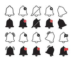 Notification bell icon set collection. New message notification reminder icons collection. vector