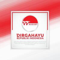 August 17th. Happy Indonesian Independence Day greeting card with square frame. banners, and logos texture backgrounds vector