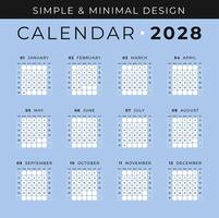 Simple and Minimal Calendar 2028 vector