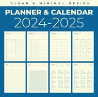 Simple planner calendar 2024, 2025 in clean and minimal design vector