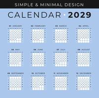 Simple and Minimal Calendar 2029 vector