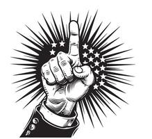 a hand with forefinger pointing in front. vector