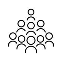 User group network, community member, crowd of people icon in outline flat style design vector