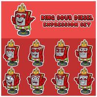 Cartoon Mascot Of Sour Diesel Character with king and expression set. vector