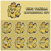 Cartoon Mascot Of Vanilla Character with king and expression set. vector