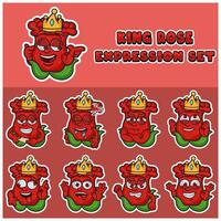 Cartoon Mascot Of Rose Character with king and expression set. vector