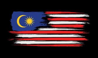 Distressed Grunge Malaysia Flag illustration, Abstract Brush Stroke Isolated On A Black Background vector