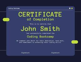 Certificate Coding Bootcamp Participate template