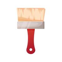 Paint brush with red handle on white insulated background. Cartoon style. vector