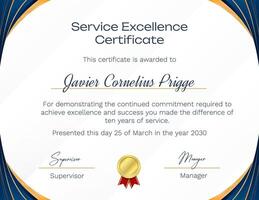 Service Award Certificate template