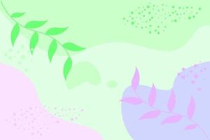 memphis background of various colors and leaves vector