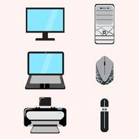 Set of Digital Computer Equipment for work vector
