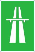 Rectangular traffic signal in green and white, isolated on white background. Motorway or highway start sign vector