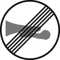 Rounded traffic signal in black and white, isolated on white background. End of horns prohibition vector