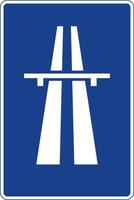 Rectangular traffic signal in blue and white, isolated on white background. Motorway start sign vector