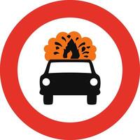 Rounded traffic signal in white and red, isolated on white background. Entry prohibited for vehicles transporting explosive or flammable goods vector
