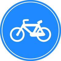 Rounded traffic signal in blue and white, isolated on white background. Compulsory road for cycles vector