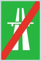 Rectangular traffic signal in green and white, isolated on white background. Motorway or highway end sign vector