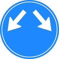 Rounded traffic signal in blue and white, isolated on white background. Compulsory keep right or left vector