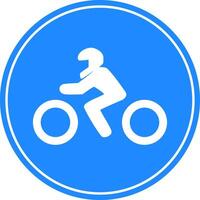 Rounded traffic signal in blue and white, isolated on white background. Compulsory road for motorcycles vector