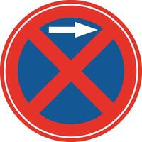 Rounded traffic signal in blue and red, isolated on white background. Stopping and parking prohibited to the right vector