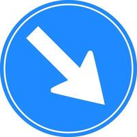 Rounded traffic signal in blue and white, isolated on white background. Compulsory keep right vector