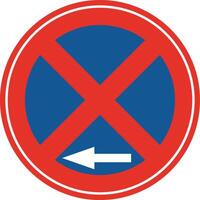 Rounded traffic signal in blue and red, isolated on white background. Stopping and parking prohibited to the left vector