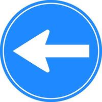 Rounded traffic signal in blue and white, isolated on white background. Compulsory turn left vector