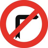 Rounded traffic signal in white and red, isolated on white background. Right turn prohibited vector