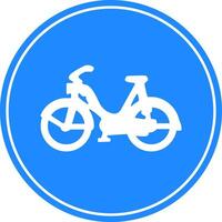 Rounded traffic signal in blue and white, isolated on white background. Compulsory road for mopeds vector