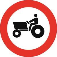 Rounded traffic signal in white and red, isolated on white background. Entry prohibited for agricultural motor vehicles vector