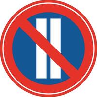 Rounded traffic signal in blue and red, isolated on white background. Parking prohibited on even days vector