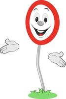 Cartoon character of a rounded traffic signal in white and red, isolated on white background. Circulation prohibited vector