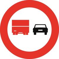 Rounded traffic signal in white and red, isolated on white background. Overtaking prohibited for trucks vector