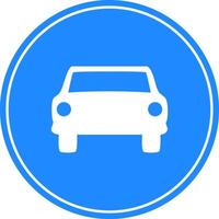 Rounded traffic signal in blue and white, isolated on white background. Compulsory road for cars vector