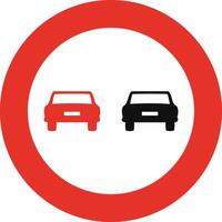 Rounded traffic signal in white and red, isolated on white background. Overtaking prohibited vector